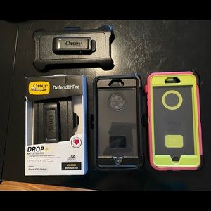 2 iphone 6s Plus Otterbox defender cases. 4 belt clips